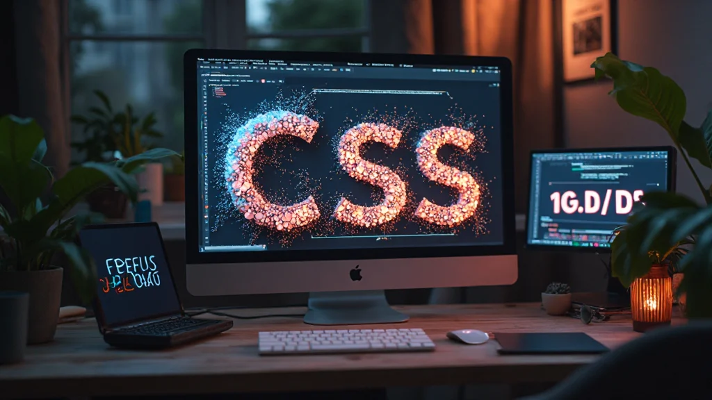 Schermata di codice CSS con animazioni di testo in tempo reale