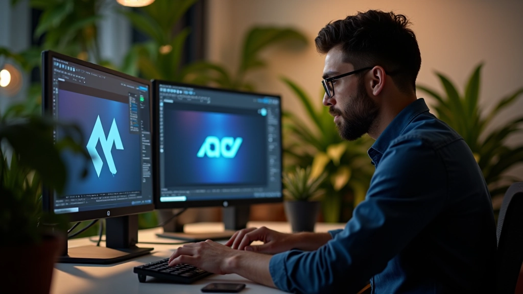 Designer che lavora su animazioni tipografiche con software professionali